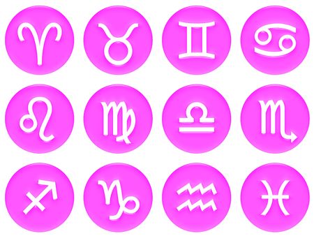 3d pink framed zodiac signsの写真素材