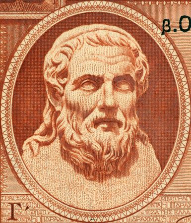 Hesiod on 50 Drachmai 1941 Banknote from Greece. Ancient Greek oral poet.の写真素材
