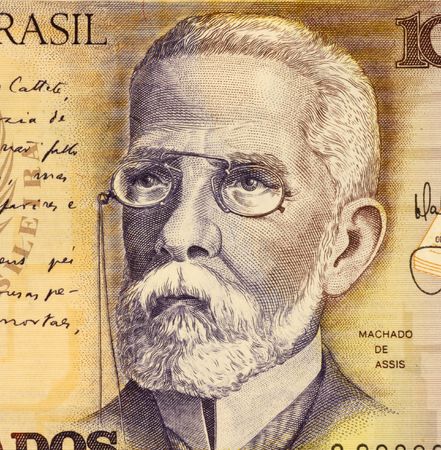 Joaquim Machado on 1000 Cruzados 1988 Banknote from Brazil. Poet, novelist and short story writer.の写真素材