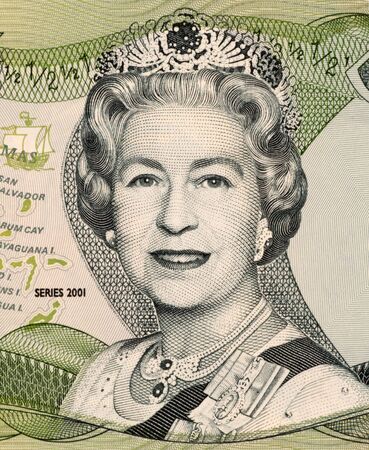 Queen Elizabeth II on 50 Cents 2001 Banknote from Bahamasの写真素材