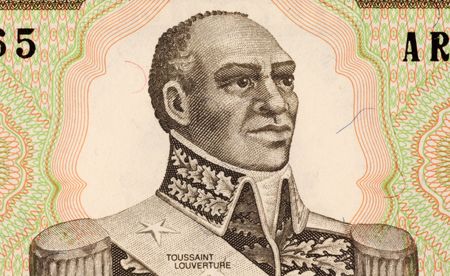 Toussaint Louverture on 1 Gourde 1989 Banknote from Haiti. Leader of the Haitian revolution.の写真素材