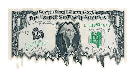 Melting Dollar concept for weak currency 