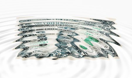 Sunken Dollar concept for weak currencyの写真素材