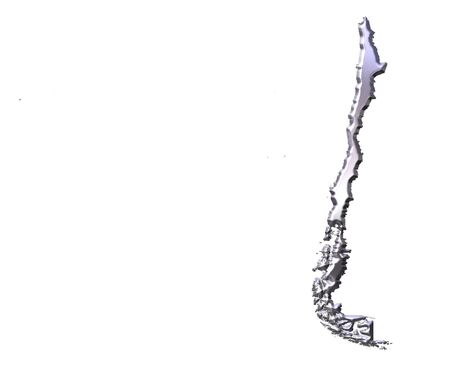 Chile 3d silver map isolated in whiteの写真素材