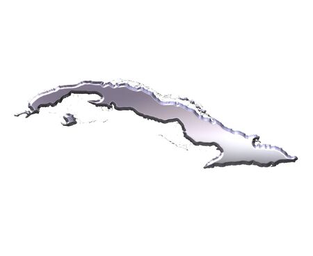 Cuba 3d silver map isolated in whiteの写真素材