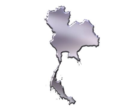 Thailand 3d silver map isolated in whiteの写真素材