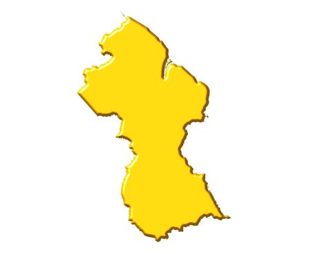 Guyana 3d map with national color isolated in whiteの写真素材