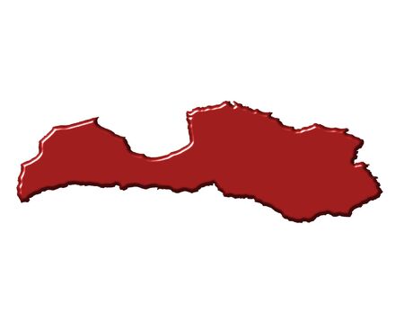 Latvia 3d map with national color isolated in whiteの写真素材