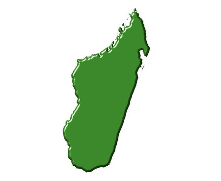 Madagascar 3d map with national color isolated in whiteの写真素材