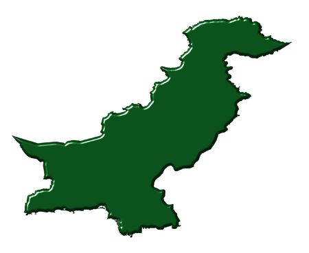 Pakistan 3d map with national color isolated in whiteの写真素材