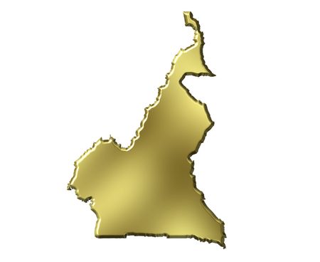 Cameroon 3d golden map isolated in whiteの写真素材