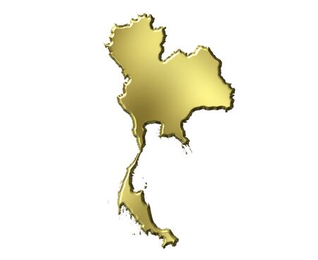 Thailand 3d golden map isolated in whiteの写真素材