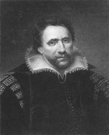 Ben Jonson on engraving from the 1850s. English renaissance dramatist, poet and actor.のeditorial素材