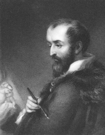 Antonio da Correggio on engraving from the 1850s. Italian painter. One of the most vigorous and sensuous painters of the 16th century.のeditorial素材