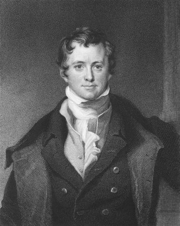 Humphrey Davy on engraving from the 1850s. British chemist and inventor.のeditorial素材