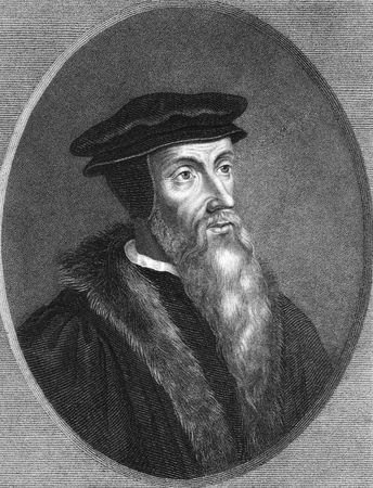 John Calvin on engraving from the 1850s. Theologian, founder of Calvinism.のeditorial素材