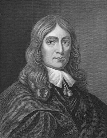John Milton on engraving from the 1850s. English poet, author, polemicist and civil servant for the commonwealth of England. Best known for his epic poem Paradise Lost.のeditorial素材