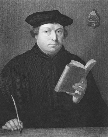 Martin Luther on engraving from the 1850s. Priest and theology professor. Leader of the great religious revolt of the 16th century in Germany.のeditorial素材