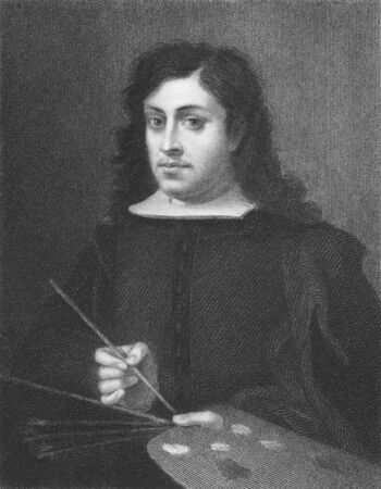 Bartolome Esteban Murillo on engraving from the 1850s. Spanish painter, one of the most important Baroque figures.のeditorial素材