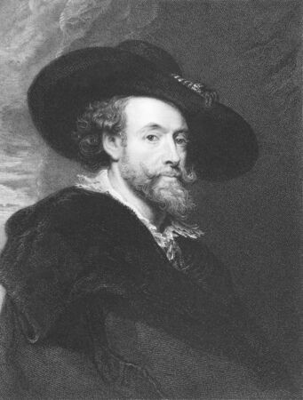 Peter Paul Rubens on engraving from the 1850s. Flemish Baroque painter.のeditorial素材