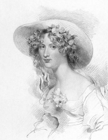 Anna Maria Porter (1780-1832) on engraving from the 1800s. Poet, novelist and Jane Porter's sister. Engraved by T.Woolnoth after a drawing by G.Harlowe and published in London by Fisher, Son & Co in 1834.のeditorial素材