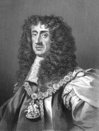 Charles II (1630-1685) on engraving from the 1800s. King of England, Scotland and Ireland during 1660-1685. Engraved by W.Holl and published in London by W.Mackenzie.のeditorial素材