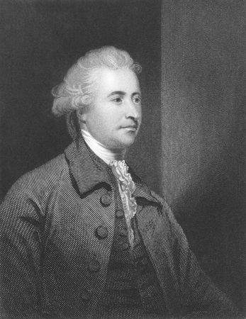 Edmund Burke (1729-1797) on engraving from the 1800s. Anglo-Irish statesman, author, orator, political theorist and philosopher. Mostly remembered for his opposition to the French Revolution. Leading figure within the conservative faction of the Whig partのeditorial素材