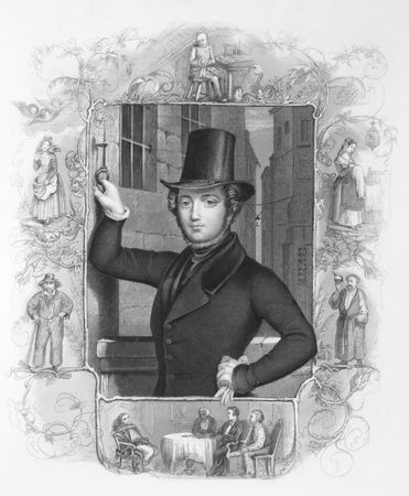 Eugene Sue (1804-1857) on engraving from the 1800s.French novelist. Engraved by A.H Payne.のeditorial素材