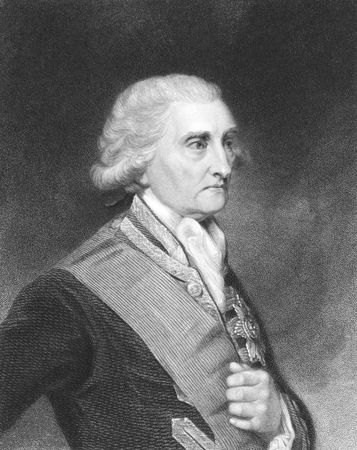 George Brydges Rodney, 1st Baron Rodney (1719-1792) on engraving from the 1800s. British naval officer, best known for his commands in the American War of Independence. Engraved by E.Scriven from a picture by J.Reynolds and published in London by Charles のeditorial素材