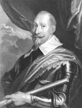 Gustavus Adolphus (1594 -1632) of Sweden on engraving from the 1800s. Founder of the Swedish Empire. Engraved by J. Pofselwhite from a print by Paul Pontius after a picture by Van Dyck and published in London by Charles Knight, Ludgate Street.のeditorial素材