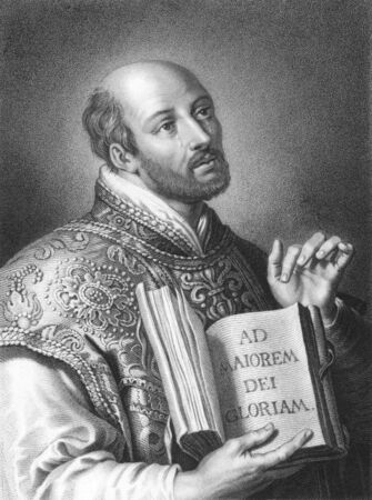 Ignatius of Loyola (1491-1556) on engraving from the 1800s. Spanish knight who became a hermit and priest.
Engraved by W.Holl from a print by Bolswert after a picture by Rubens and published in London by Charles Knight, Ludegate Street.のeditorial素材