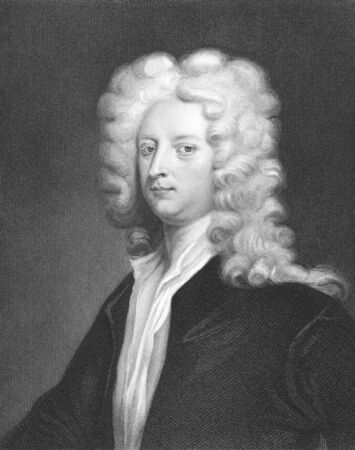 Joseph Addison (1672-1719) on engraving from the 1800s. English essayist, poet and politician. Engraved by J. Thomson and published in London by Charles Knight, Ludgate Street.のeditorial素材