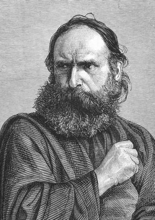 Judas on engraving from the 1800s. Perfomed by George Lechner in the Oberammergau Passion Play. Published in the Graphic in 1870.のeditorial素材