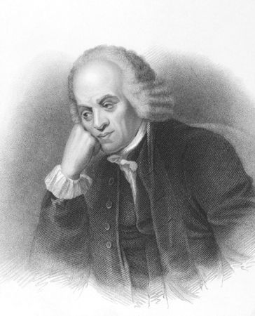 Michael Johnson on engraving from the 1800s. English bookseller and father of Samuel Johnson. Engraved by E.Finden and published in London by J.Murray.のeditorial素材