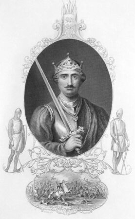 William the Conqueror (1027-1087) on engraving from the 1800s. King of England during 1066-1087. Published in London by Viture & Co.のeditorial素材