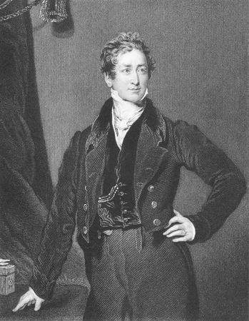 Robert Peel (1788-1850) on engraving from the 1800s.Conservative Prime Minister of Great Britain during 1834-1835 & 1841-1846. Engraved by J.Cochran from a painting by T.Lawrence.のeditorial素材