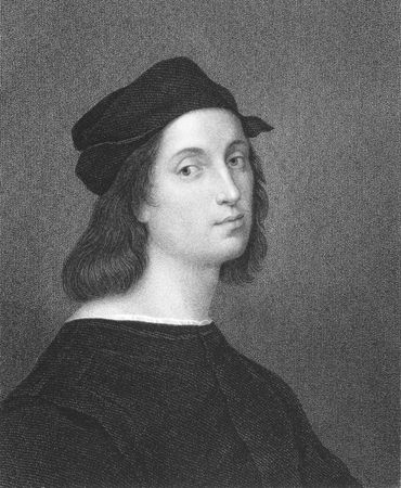 Raphael (1483-1520) on engraving from the 1800s.Italian painter and architect of the High Renaissance, known for the perfection and grace of his paintings and drawings. Together with Michelangelo and Leonardo da Vinci, he forms the traditional trinity ofのeditorial素材