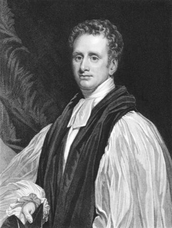 Reginald Heber (1783-1826) on engraving from the 1800s. Church of England's Bishop of Calcutta. Engraved by T.Woolnoth from a painting by T.Phillips.のeditorial素材