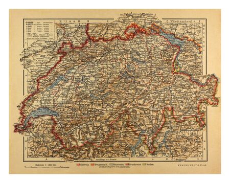Switzerland map published by Knaurs Welt-Atlas in 1900の写真素材