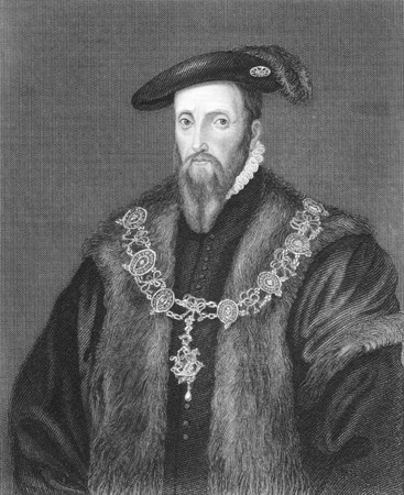 Edward Seymour, 1st Duke of Somerset (1506-1552) on engraving from the 1800s. Lord Protector of England during 1547-1549. Engraved from an original of Holbein and published in London by J.F.Tallis.のeditorial素材