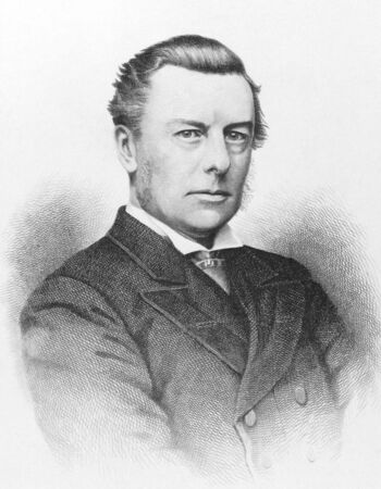 Joseph Chamberlain (1836-1914) on engraving from the 1800s. Influential British businessman, politician and statesman. Engraved by Laurie and published in London by J.S. Virtue.のeditorial素材