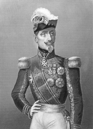 Marshal Saint Arnaud (1801-1854) on engraving from the 1800s. French soldier and Marshal of France during the 19th century. Engraved by D.J. Pound and published by the London printing and publishing company.のeditorial素材