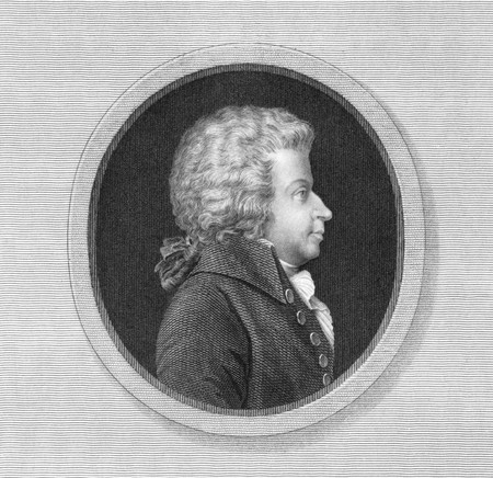 Wolfgang Amadeus Mozart (1756-1791) on engraving from the 1800s. One of the most significant and influential composers of classical music. Engraved by J.Thomson and published in London by W.S.Orr.のeditorial素材
