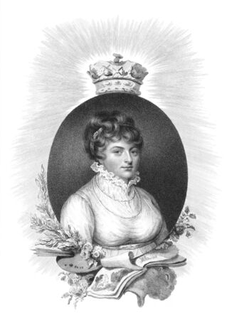 Princess Elizabeth (1770-1840), Landgravine of Hesse-Homburg on engraving from 1806. Engraved by E.Scriven after a painting by W.Beechey and published by John Bell in 1806.のeditorial素材