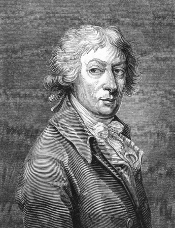 Thomas Gainsborough (1727-1788) on engraving from the 1800s. From a self portrait. One of the most famous portrait and landscape British painters of 18th century.のeditorial素材