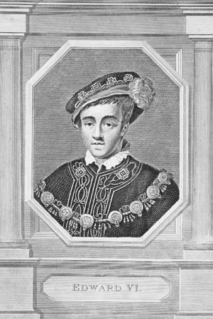 Edward VI (1537-1553) on engraving from the 1800s. King of England and Ireland during 1547-1553.のeditorial素材