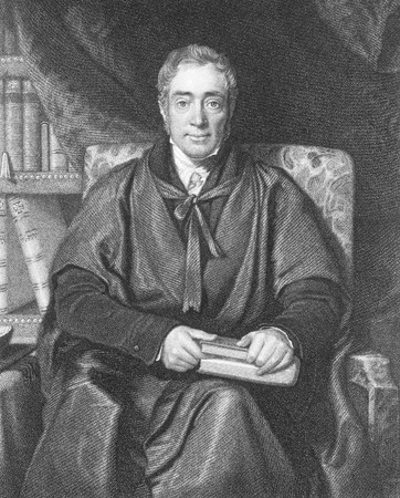 Samuel Lee (1783-1852) on engraving from the 1800s. English professor at Cambridge, orientalist first of Arabic and then of Hebrew language. Engraved by W.T.Fry after a painting by R.Ewans and published by Fisher, Son & Co, London in 1846.のeditorial素材