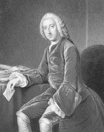 William Pitt 1st Earl of Chatham (1708-1778) on engraving from the 1800s. British statesman that lead Great Britain during the Seven Years War during 1766-1768. Engraved by W.Holl from the original of Hoare and published by J.F.Tallis.のeditorial素材