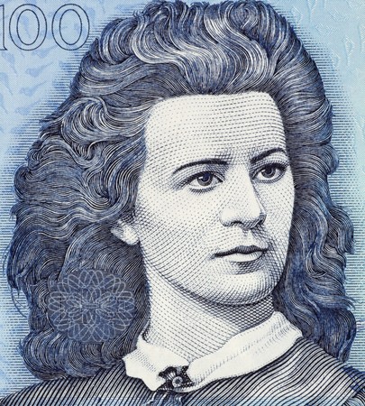 Lydia Koidula (1843-1886) on 100 Krooni 1999 Banknote from Estonia. Estonian  poet.