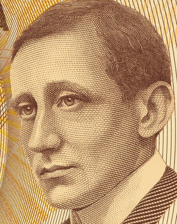 Guglielmo Marconi (1874-1937) on 2000 Lire 1990 Banknote from Italy. Italian inventor best known for his development of Marconi's law and a radio telegraph system.の写真素材